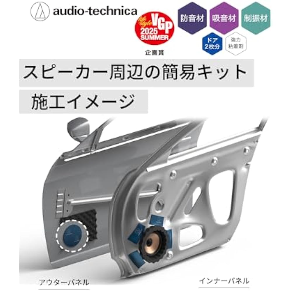 Audio-Technica AT-AQ474 Door Tuning Starter Kit Deadening Kit Damping Noise Absorbing Soundproof ...