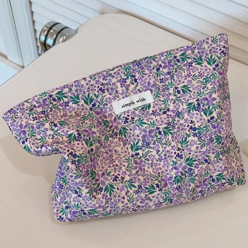 Cotton Ladies Travel Storage Lipstick Bag Retro Flower Women's Cosmetic Bags Cute Design Girls Pencil Case Makeup Bag Handbags