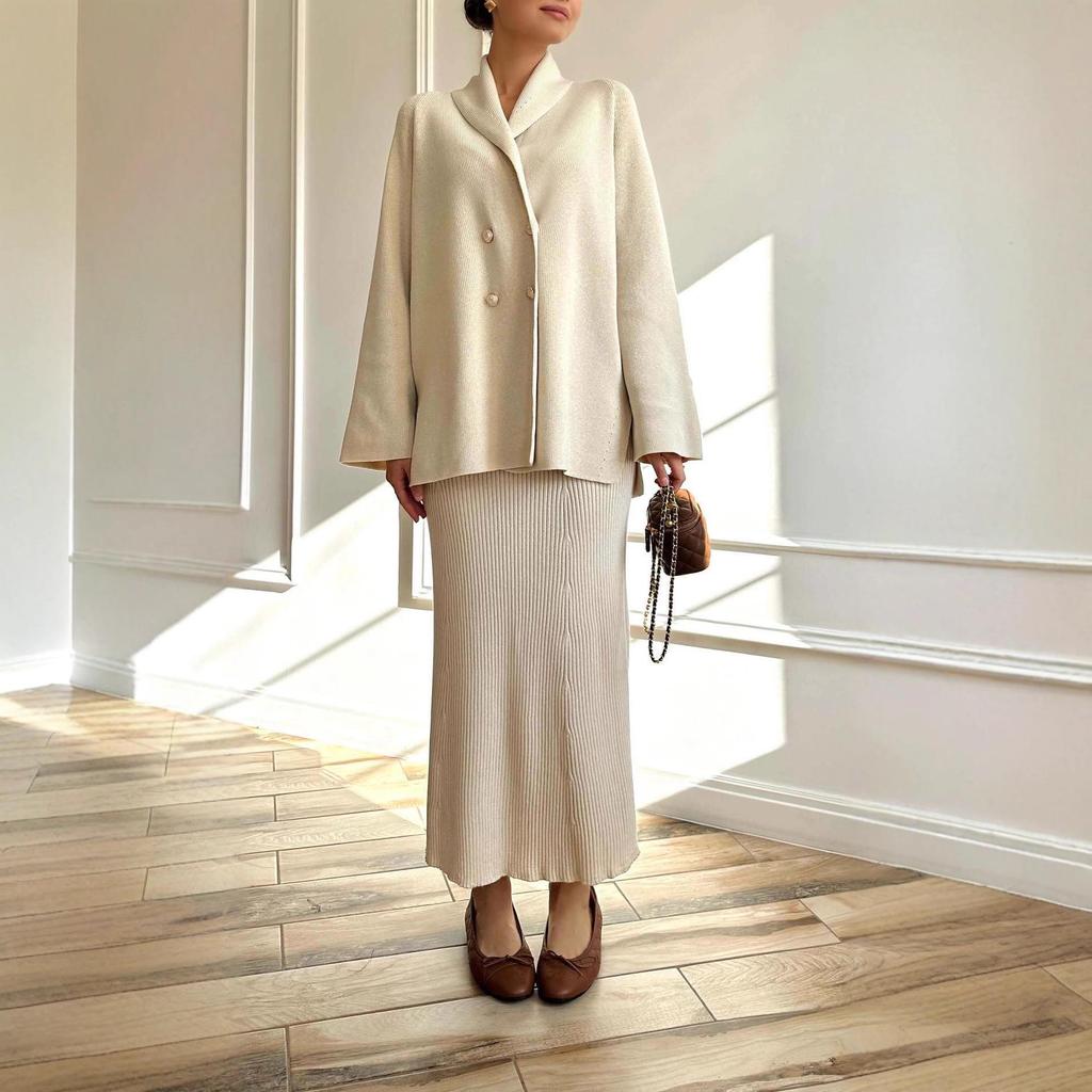 2025 Autumn European & American Women's Warm Loose Knit Wool Dress - Little Fragrant Style