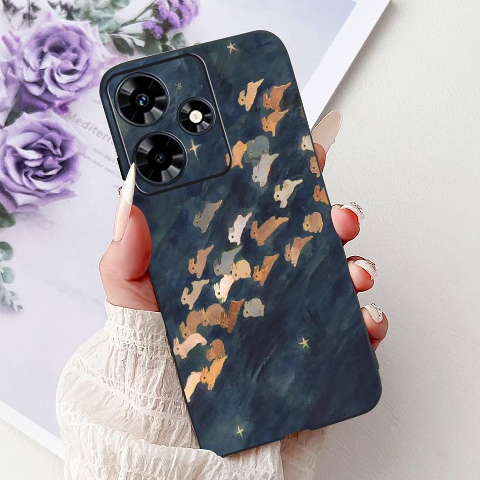 For Infinix Hot 30 Play 30i Hot30 4G Elegant Floral Cat Phone Case For Infinix Hot 30 30Play Hot30i Black Silicone Soft Cases