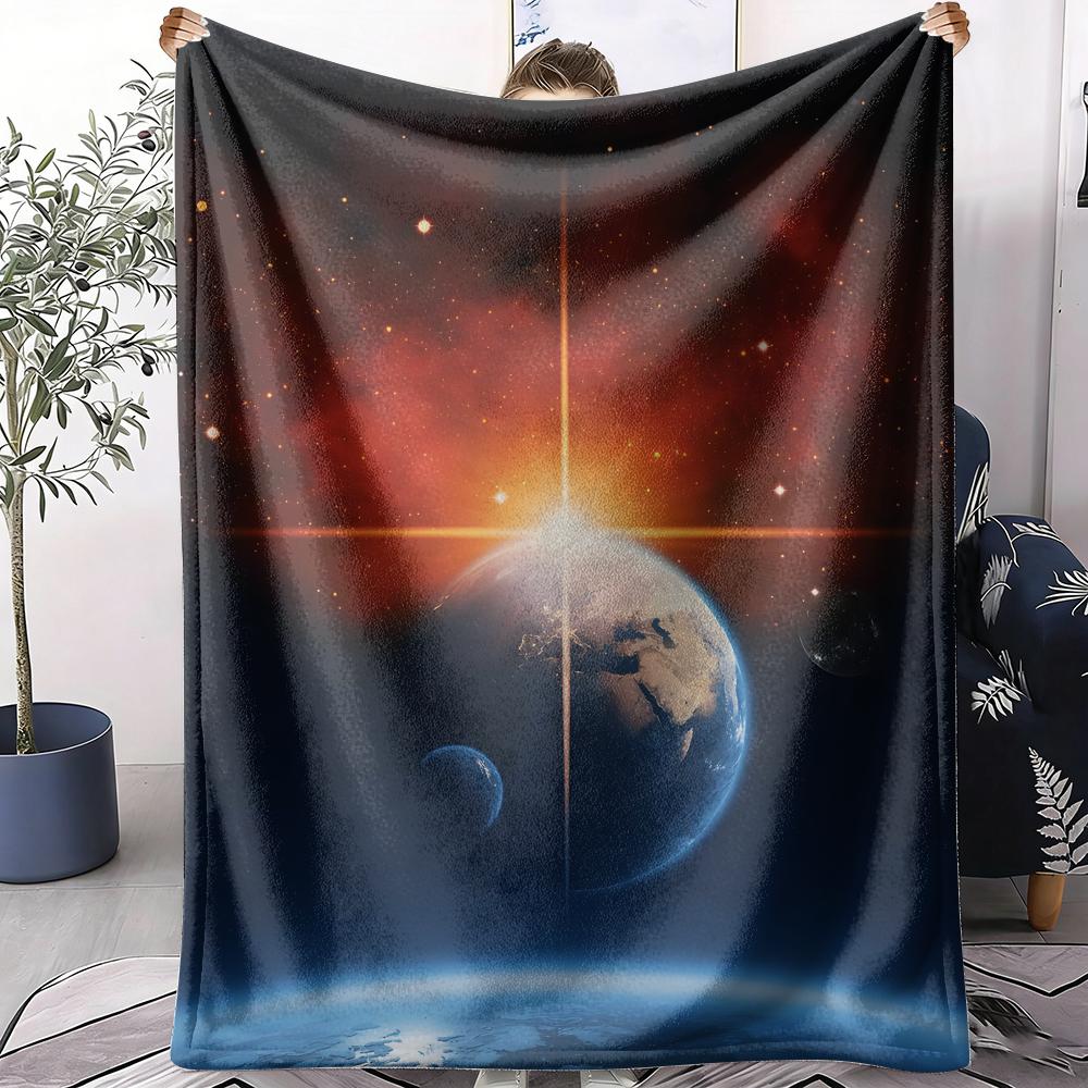 Bright Star in Dark Space Throw Soft Flannel AC Blanket Lightweight Summer Nap Throw Cozy  Blanket for Sofa Bed Travel Home