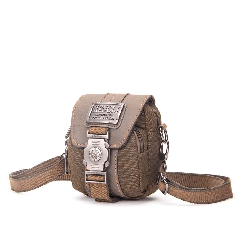 High-Quality Retro Canvas Small Bag Men Fashion Multi-Functional Pockets Leisure Travel Phone Bags Toolkit Vintage Package