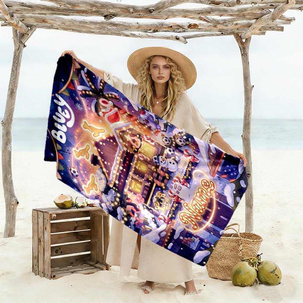 Halloween Night Adventure Personalized Name Beach Towel Soft Durable Quick-Dry Perfect for Traveling Yoga Camping and Swimming