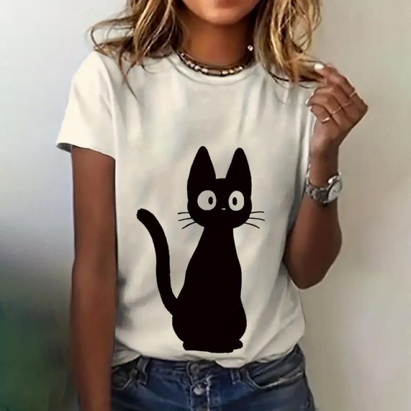T-shirt Women's Clothing Cat 3D Printed Summer Crew-neck Breathable Short Sleeve Fashion Casual Top Loose Women's T-shirt