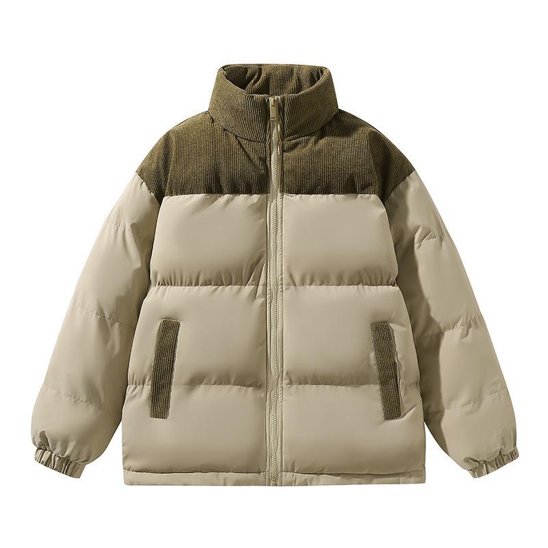 Down cotton jacket couple model winter thickened warm stand-up collar padded jacket youth loose casual bread jacket jacket padded jacket