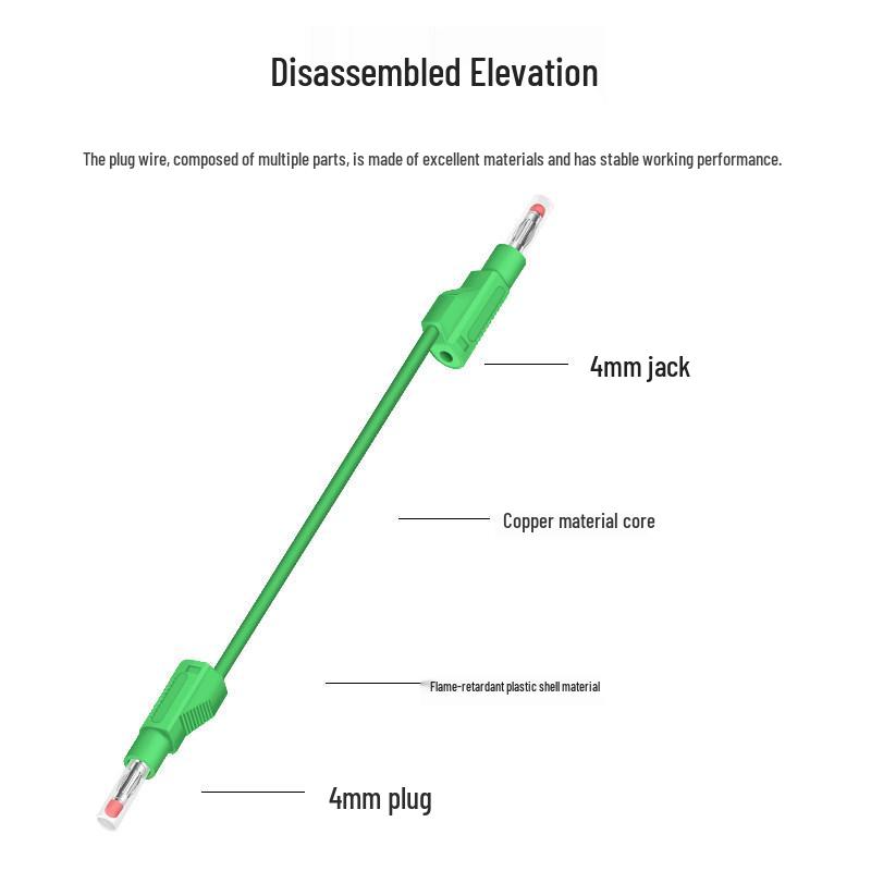 4mm Stackable Banana Plug with Safety Shroud & Spring-Retractable Nitrile Wire Test Lead