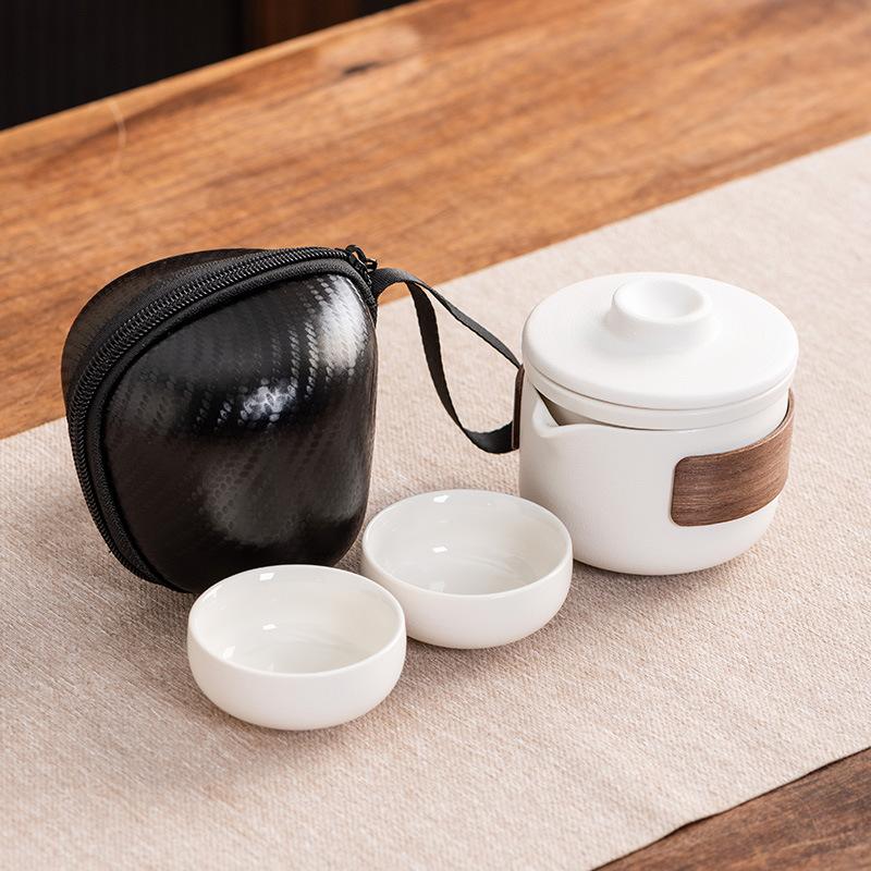 Travel tea set Ceramic express cup Portable one pot two cups Company business gifts Holiday souvenirs