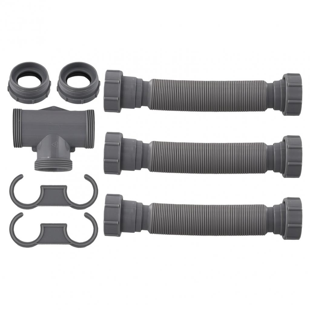 Adjustable Double Sink Drain Kit: Flexible 1-1/2 & 1-1/4 Inch P Trap Sink Drain