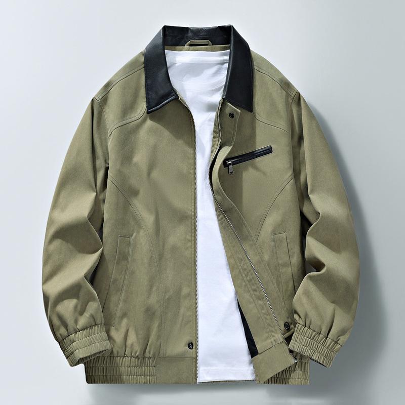 Autumn New Business Jacket Men's Contrasting Lapel Cotton Twill Dad Coat