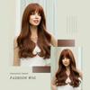 Women's Simulated Wig 60cm Hair Brown Hair Wavy Wig Full Head Cover Rose Hair Net Headwear Beauty Decoration Wig