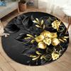 Gold Rose Pattern Floor Mat Fashion Round Rose Rug Home Anti-slip Children's Bedroom Rug Living Room Rug Home Decor Floor Mats