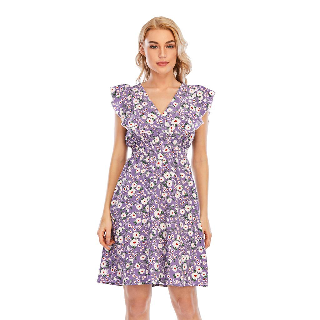 Женское летнее шикарное платье трапециевидной формы без рукавов с v-образным вырезом — фото 10