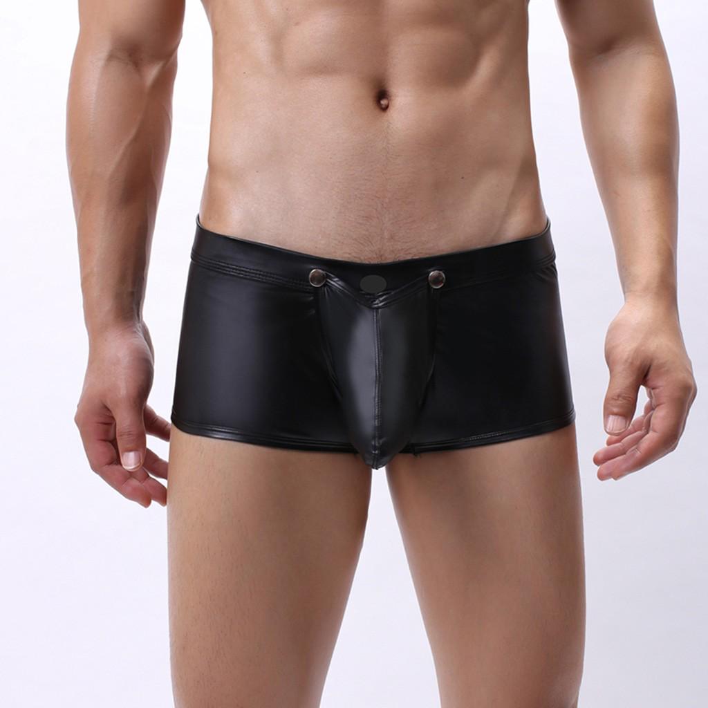 Nineteen Eq Herrenmode Herren Sexy Niedrige Taille Öffnung Kunstleder Unterwäsche Bequeme Unterwäsche