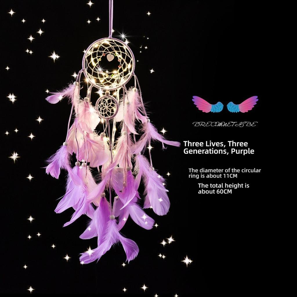 Boho Indian Dreamcatcher Pendant - Three Lives Series Bedroom Wind Chime with Gentle Bells