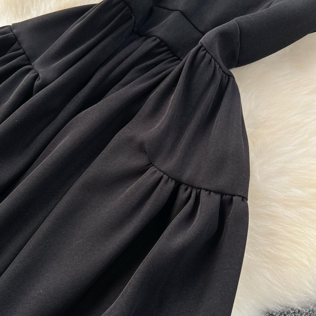 Summer Vintage Black Beading Collar Solid Sleeveless Long Midi Tank Party Dresses
