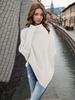 Casual Solid Knit Sweater Ladies V Neck Crew Neck Warm Daily Long Sleeve Blouse