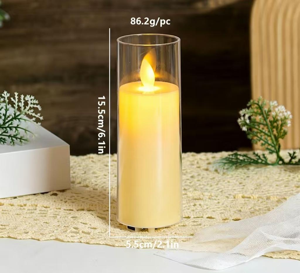 Acrylic Charging LED Electronic Candle Lamp Smokeless Candle for Wedding Atmosphere Lighting Festival Party Concert Decoration