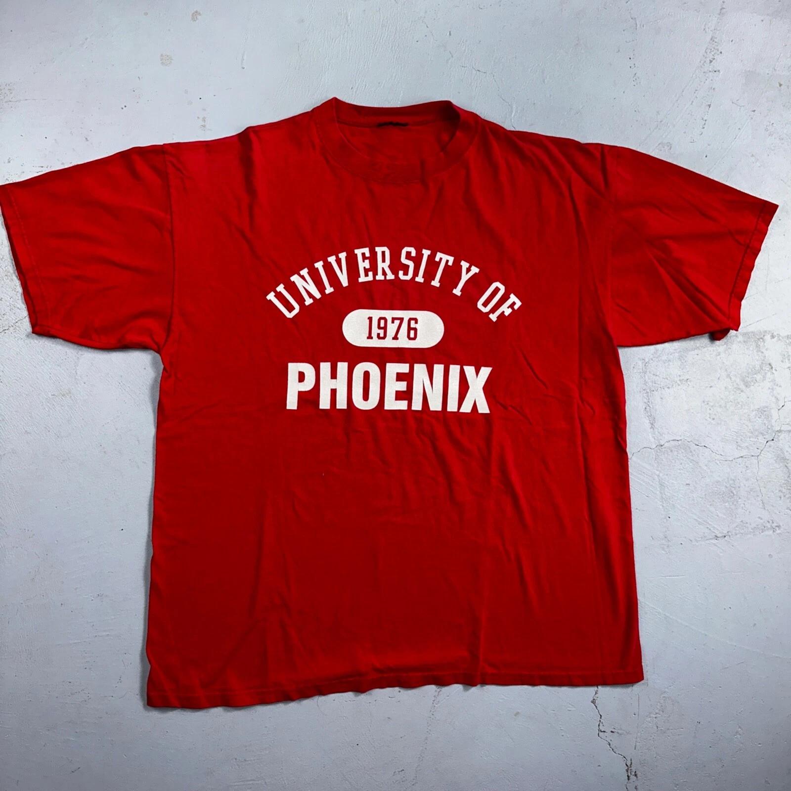 

Phoenix University 1976 Y2K VTG T Shirt Red Champion Style 2000s College Preppy 4XL