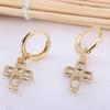 Women's Luxury Cubic Zirconia Dangle Drop Cross Hoop Earrings Banquet Jewelry
