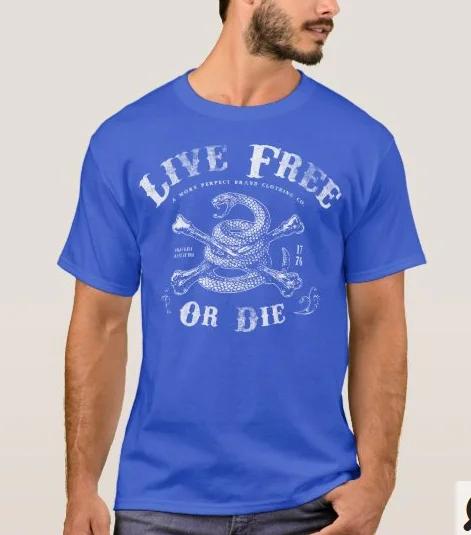 Live Free or Die Retro Snake Crossbones 2nd Amendment TShirt 100 Cotton ONeck Short Sleeve Summer Casual Mens Tshirt S