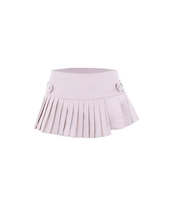 Odeuwonaus Unbalance Pleats Skirt Pink