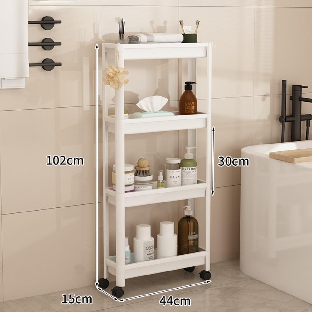 3/4 Tier Slim Rolling Storage Cart Narrow with Rolling Wheels Mobile Shelving Unit Space-Saving Tower Rack Dorm Room
