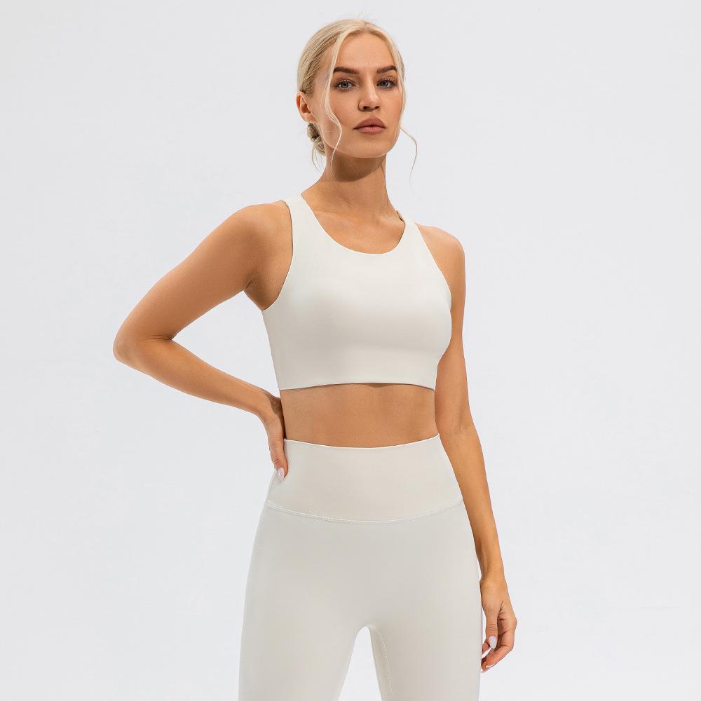 Women's High-Intensity Sports Bra - Lulu Nude Feel, Shockproof, Gathered Support, Stylish Back, Perfect for Yoga & Fitness