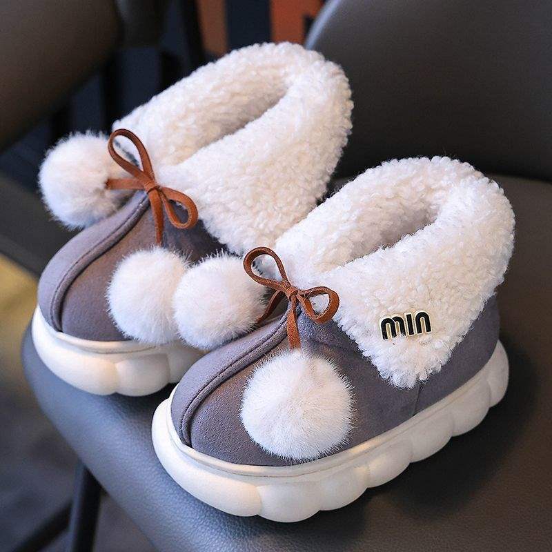 Children's Cotton Slippers Winter Girls Boys Velvet Warm Girls Waterproof Children's Home Shoes Bags and Baby Cotton Shoes