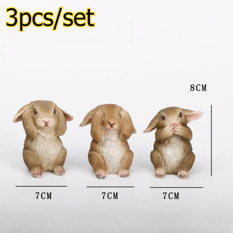 

3pcs/set Easter Rabbit Decorations Resin Craft Home Garden Patio Decorative Ornaments Set for Indoor & Outdoor Decoration кофейный