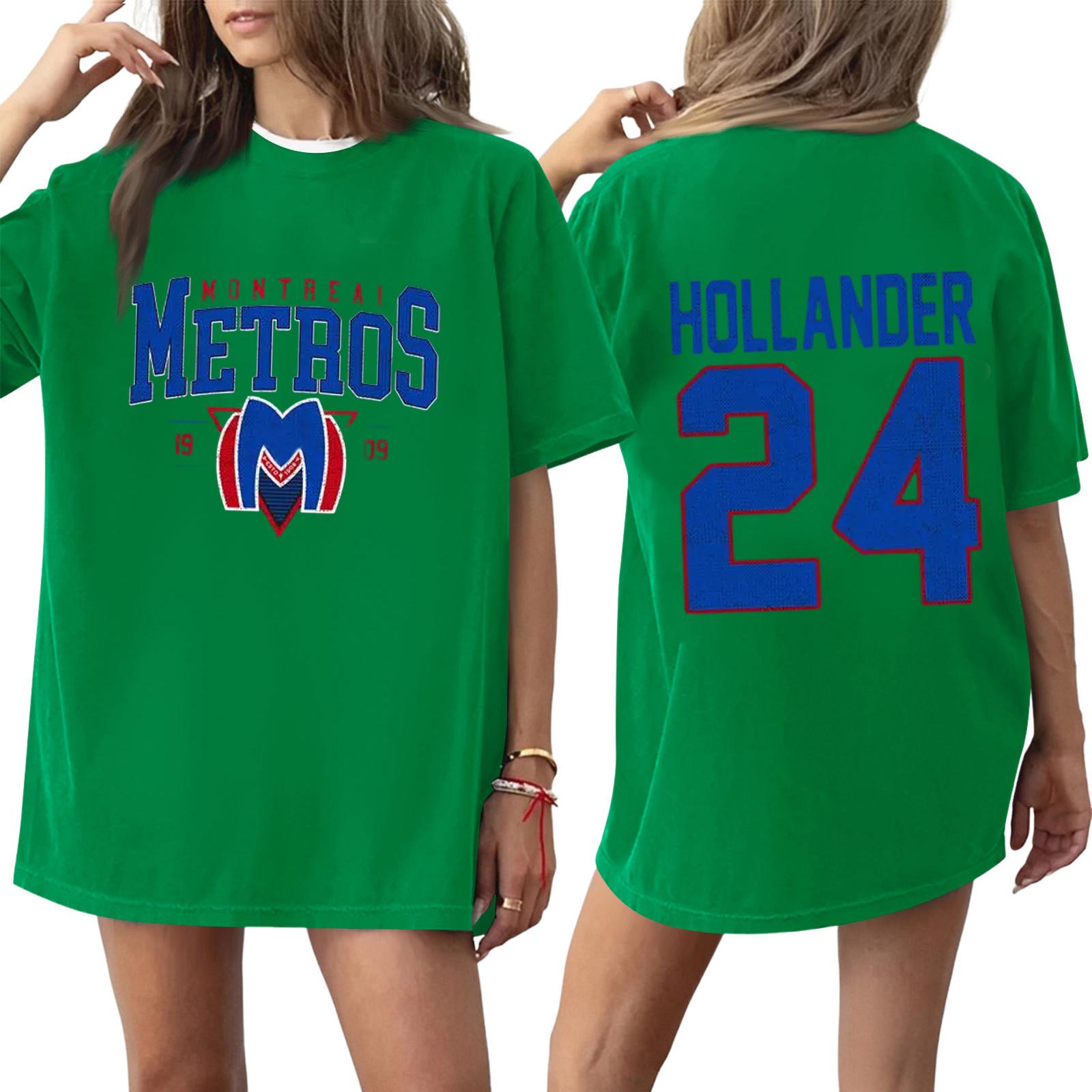 

Oversized Short Sleeve T Shirt with Front Metros Letter Print and Back Number 24 Hollander Graphic Casual Style XXL