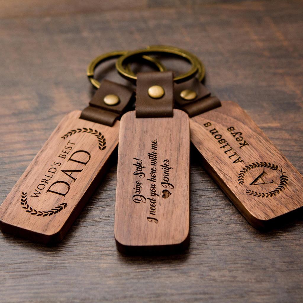 Rectangle Wooden Keychain Pendant - Business Gift in OPP Packaging