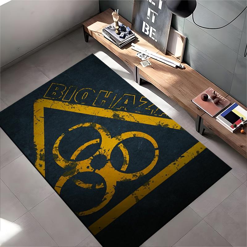 Biohazard Warning Rug Design Suitable for use as an anti-slip game mat for living room and bedroom sofas