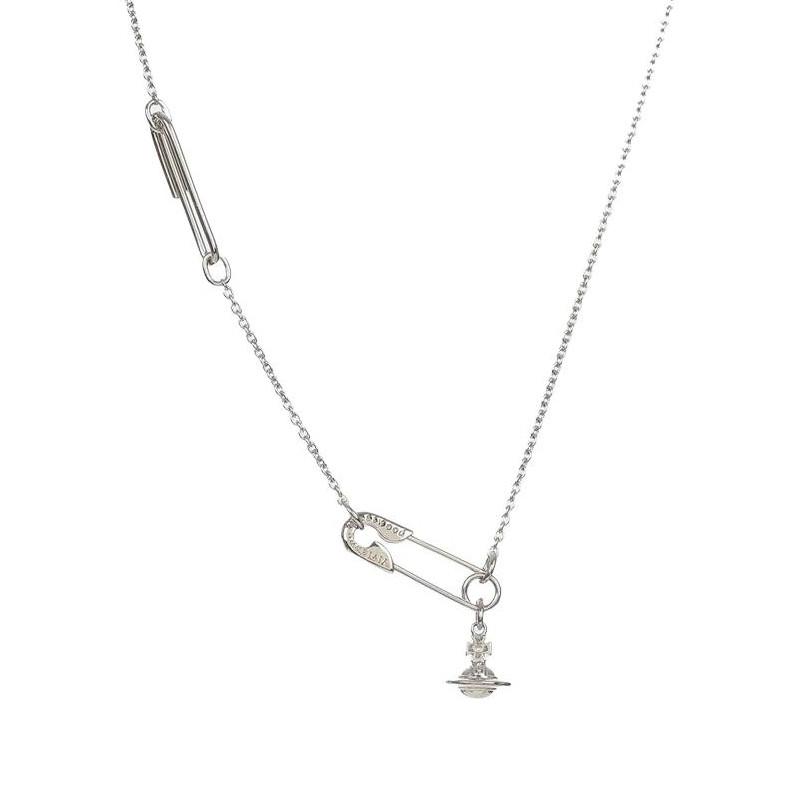 Vivienne Westwood Paperclip Design Necklace Women necklace Silver 630203F701P019 Basic Packaging-Dust Bag+Box