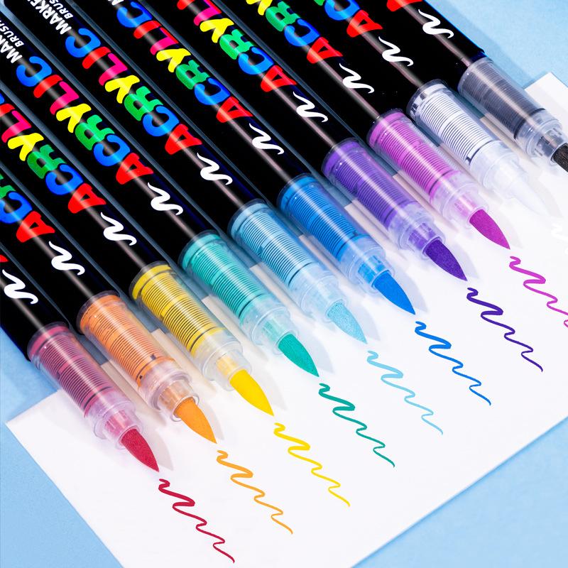 

12/24/6Colors Acrylic Paint Pens Markers Brush Tip Paint Markers For Rock Painting Wood Canvas Stone,Christmas Gift DIY Crafts 6 Colors різнокольоровий