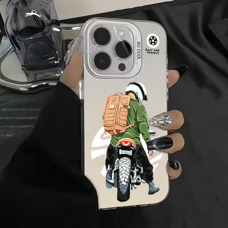 Phone Case For iPhone 15 14 16 Pro Max 11 12 13 X XR XS 7 8 16 Plus SE  Trend Cool Biker Motorcycle Shockproof Bumper Cover