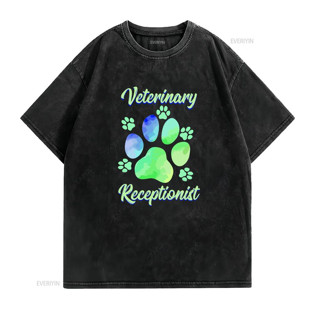 Vet Tech T Shirt Reception Veterinarian Animal Veterinary Receptionist Vintage Washed Fashion Soft Streetwear Stylish Casual