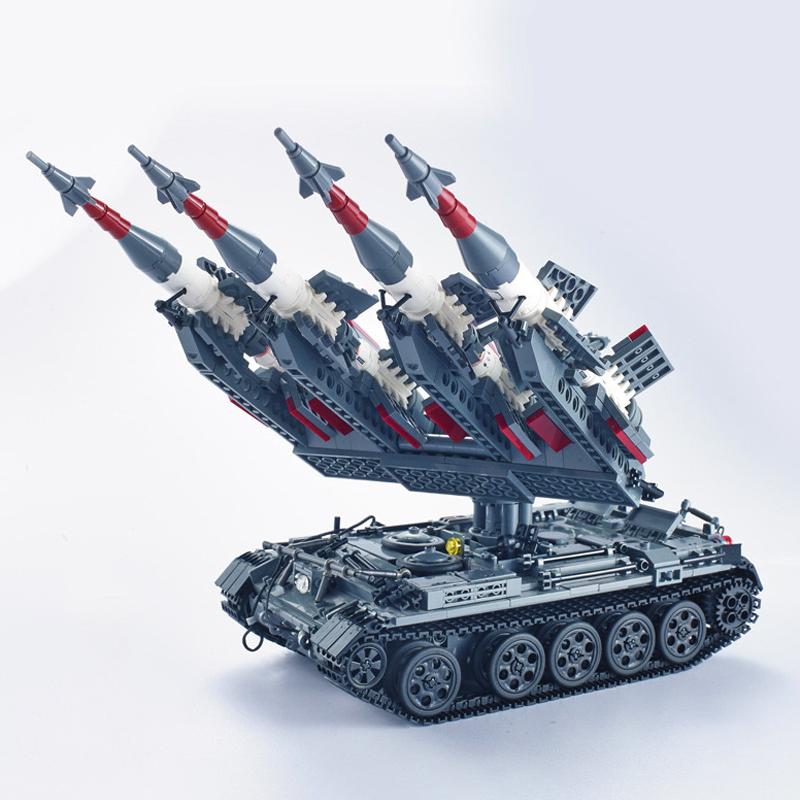 MOC Tank Building Blocks Military Series Rocket Launcher Tank Missle Armored Vehicle Tractor Bricks 3D Model Toys Sets Kid Gifts