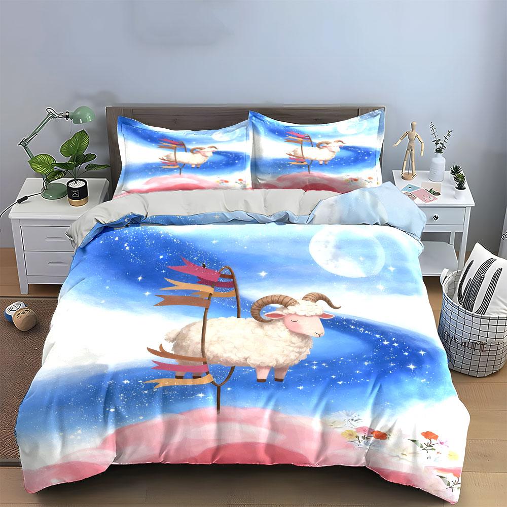 Dreamy Sheep Decorative Set Soft Comfortable Duvet Cover Bedding Set Included 1*Duvet Cover & 2*Pillowcases, Gift