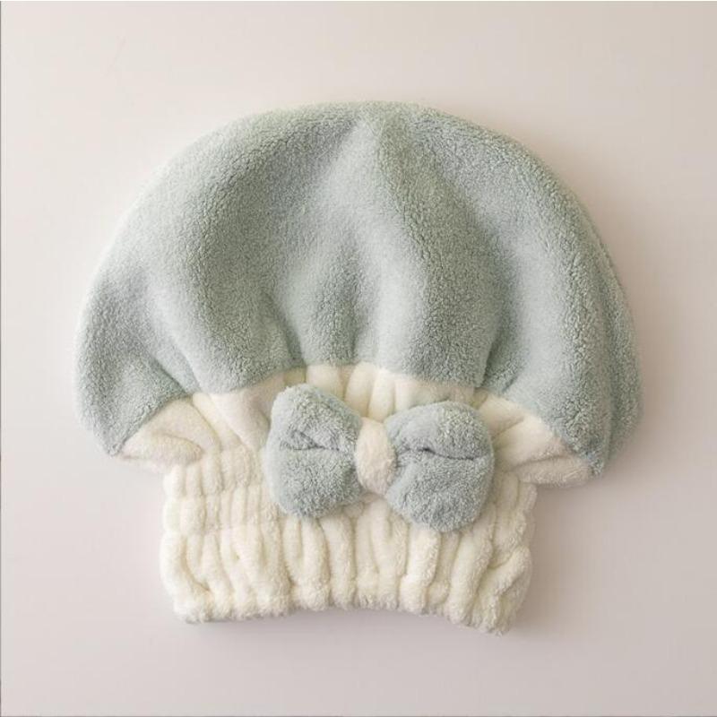 Match Color Dry Hair Hat Women Absorbent Quick Dry Wipe Hair Towel Head Two-color Lovely Shower Cap Coral Velvet Hair Cap