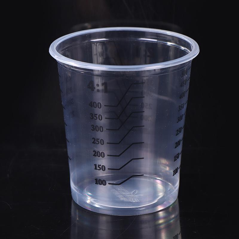 10Pcs 500Ml Disposable Clear Plastic Paint Mixing Cups Mixing Pot Paint Mixing Calibrated Cup