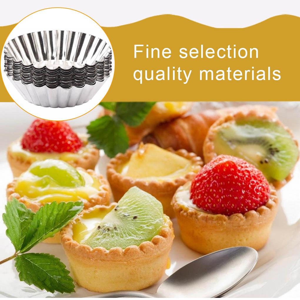 50pcs Egg Baking Cups Reusable Tinplate Non-Stick Cupcake Muffin Cookie Pudding Mold Lined Mould