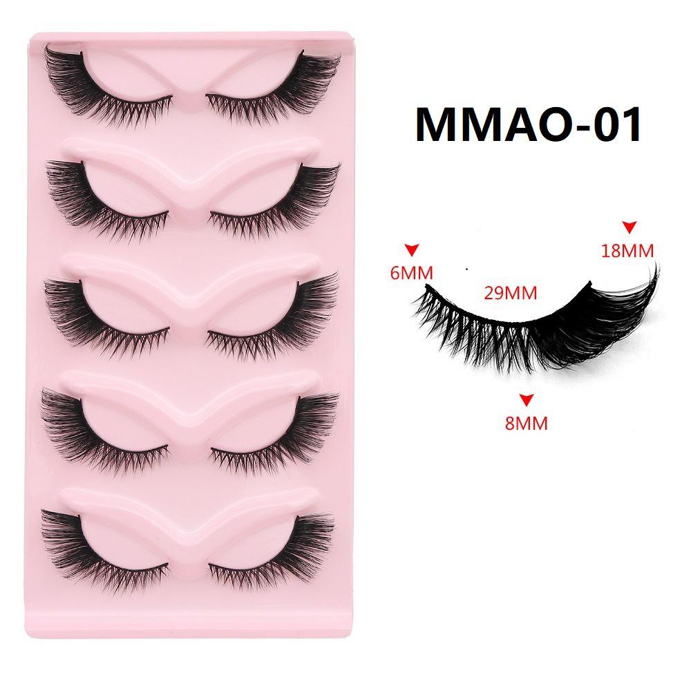 3D Cat Eye False Eyelashes - Dense Tail Lengthening Style, Pack of 5 Pairs