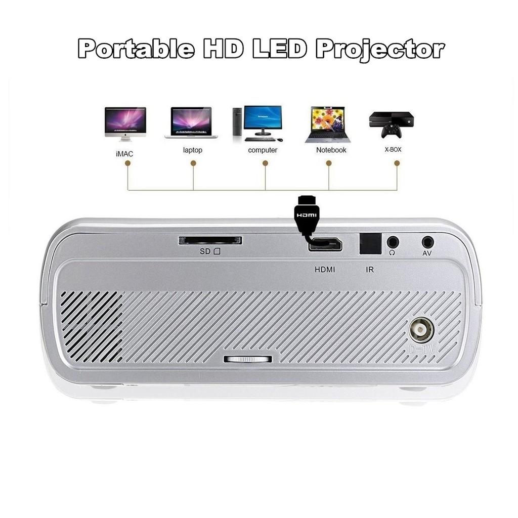 Mini 2500 Lumens LED Projector Cinema Theater 3D Home 1080P FHD HDMI USB AV/VGA Portable Multimedia