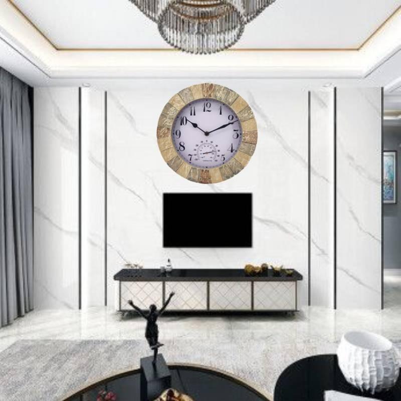 Stonegate Smart Garden Sandstone Wall Clock Thermometer Waterproof Outdoors