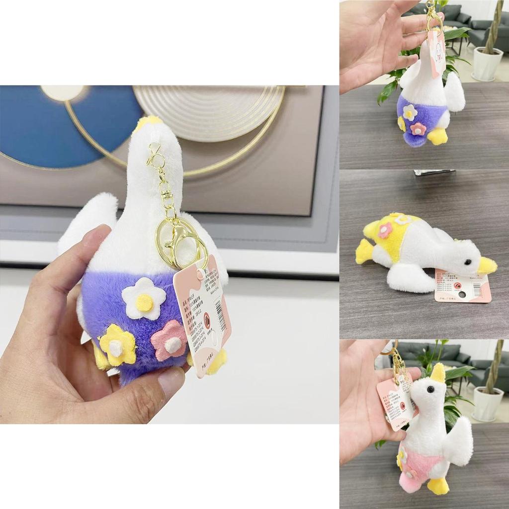 Cute Cartoon Goose Plush Toy Doll Keychain Bag Charm Colorful Soft Stuffed Gift