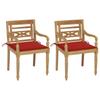 Day and Night - Day and Night Batavia Chairs 2 Units Solid Teak with Red Cushions
