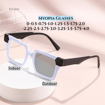 Lunettes de soleil carrées surdimensionnées style européen photochromiques protection UV verres plats/myopie mode mélange de couleurs design rétro