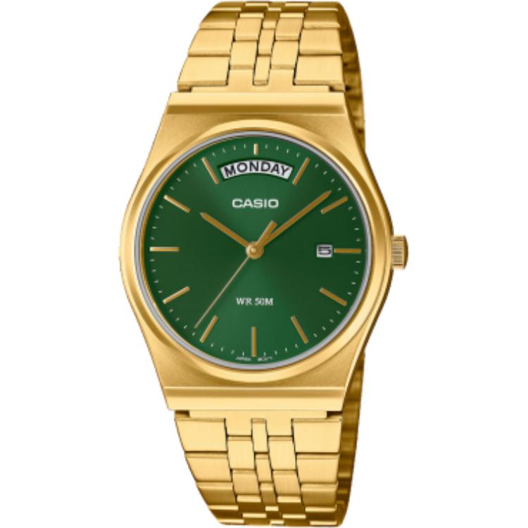 CASIO Quartz Movement Stainless Steel Strap Watch Unisex Green Dial MTP-B146G-3AV Green Dial