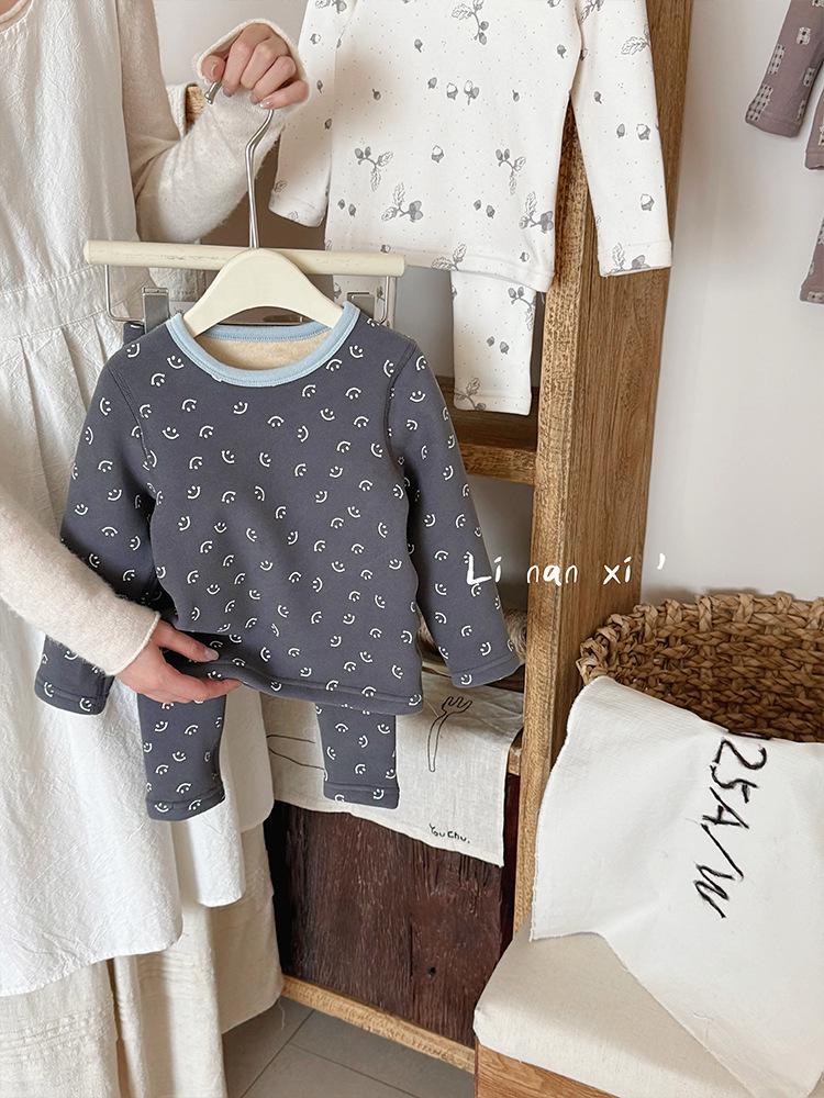 2025 New Fleece-Lined Winter Pajama Set for Small & Medium Children - Thermal Baby & Kids Homewear