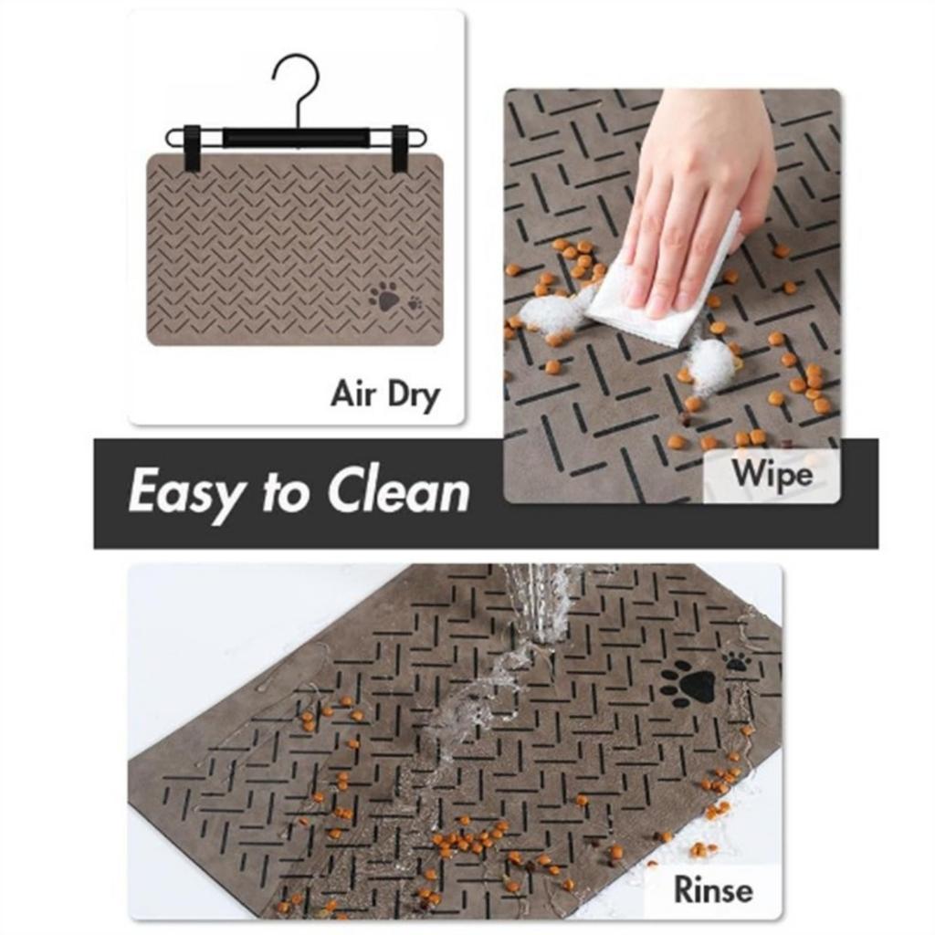 50*80 Quick Drying Diatomaceous Earth Pet Feeding Mat - Splash Proof, Absorbent, Easy To Clean, Suitable for Dogs and Cats, Washable